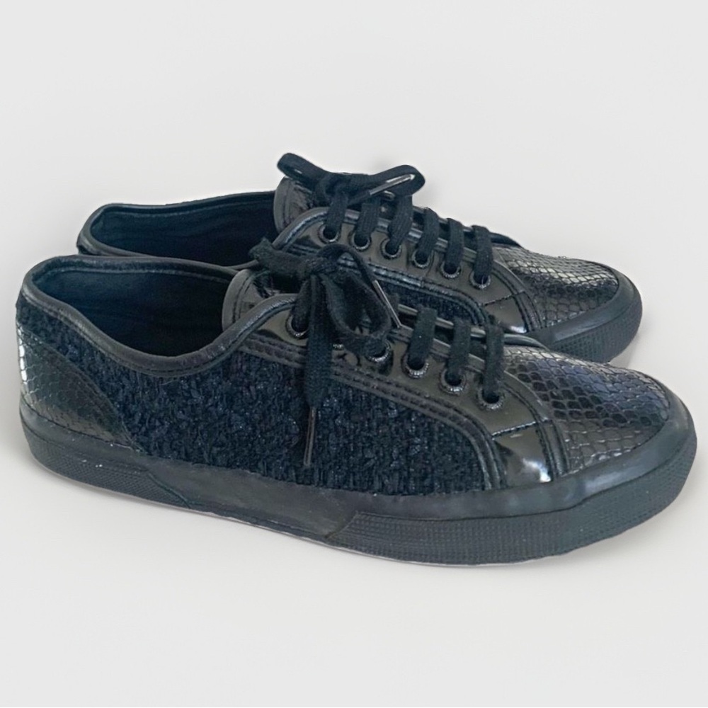 SUPERGA womens sneakers sz 8.5 Black genuine leather